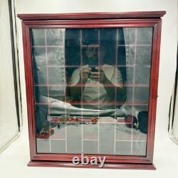 Cherry Wood Wall Hanging Display Cabinet Miniature Case 21.5x18x3.5 Cap 40