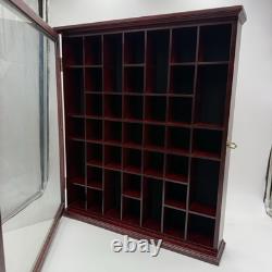 Cherry Wood Wall Hanging Display Cabinet Miniature Case 21.5x18x3.5 Cap 40