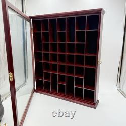 Cherry Wood Wall Hanging Display Cabinet Miniature Case 21.5x18x3.5 Cap 40