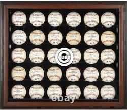 Chicago Cubs Logo Brown Framed 30-Ball Display Case