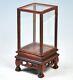 Chinese Wood Trim Base Display Cover Statue Antique Glass Case Decor