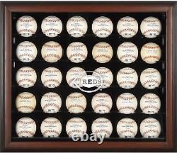 Cincinnati Reds Logo Brown Framed 30-Ball Display Case