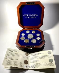 Civil War Era U. S. Coins 9-Coin Set in Wood Display Case COA PCS RC718