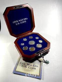 Civil War Era U. S. Coins 9-Coin Set in Wood Display Case COA PCS RC718
