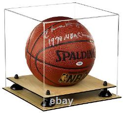 Clear Acrylic Full Size Basketball Display Case withBlack Risers & Wood Base(A001)