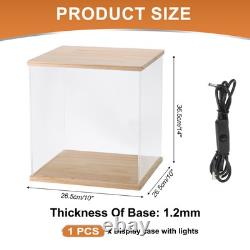 Clear Display Case, Figure Display Boxes with Line light, 10x10x15, Wood