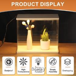 Clear Display Case, Figure Display Boxes with Line light, 10x10x15, Wood