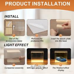 Clear Display Case, Figure Display Boxes with Line light, 10x10x15, Wood