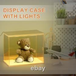 Clear Display Case, Figure Display Boxes with Line light, 10x10x15, Wood