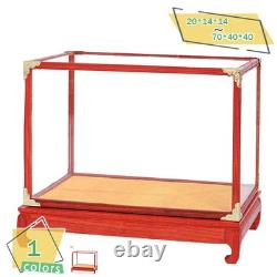 Clear Wooden Display Case with Glass Dustproof Cover, Antique Design, Solid Wood