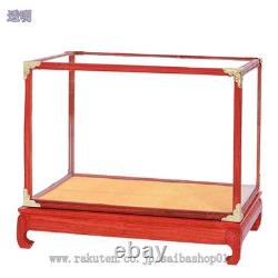 Clear Wooden Display Case with Glass Dustproof Cover, Antique Design, Solid Wood