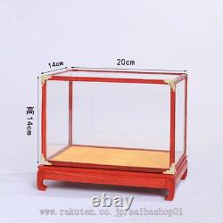Clear Wooden Display Case with Glass Dustproof Cover, Antique Design, Solid Wood