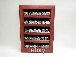 Coin Display Case Wall Rack Military Cherry wood challenge coins