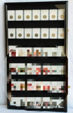 Coin Slab Display Case NGC PCGS ICG CAC Black Cabinet Wood Collector Shadow Box