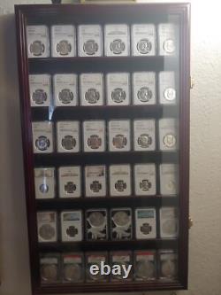 Coin Slab Display Case NGC PCGS ICG CAC Black Cabinet Wood Collector Shadow Box