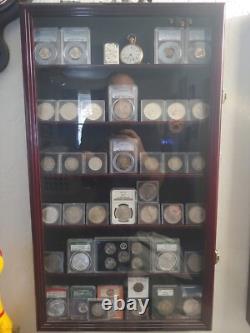 Coin Slab Display Case NGC PCGS ICG CAC Black Cabinet Wood Collector Shadow Box