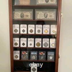 Coin Slab Display Case NGC PCGS ICG CAC Black Cabinet Wood Collector Shadow Box