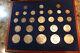 Coins Of The 20'th Century, 27 Coins In Wood Display Case, Silver Coins