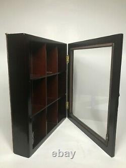Collectible Display Case Wall Curio Cabinet Shadow Box Solid Wood Glass Door