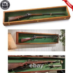 Collector Gun Sword Display Wood Case Wall Mount Storage Rifle Rack with Glass Lid