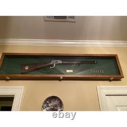 Collector Gun Sword Display Wood Case Wall Mount Storage Rifle Rack with Glass Lid