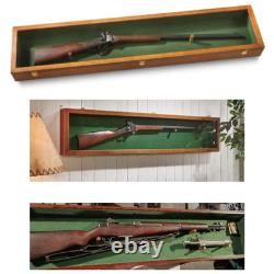 Collector Gun Sword Display Wood Case Wall Mount Storage Rifle Rack with Glass Lid