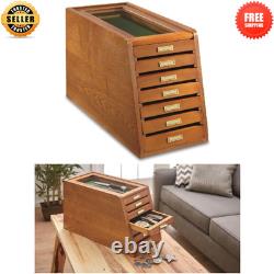 Collectors Cabinet Solid Wood Knives Coin Watches ELEGANT Display Case Glass Top
