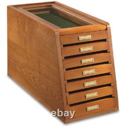 Collectors Cabinet Solid Wood Knives Coin Watches ELEGANT Display Case Glass Top