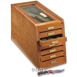Collectors Cabinet Solid Wood Knives Coin Watches ELEGANT Display Case Glass Top