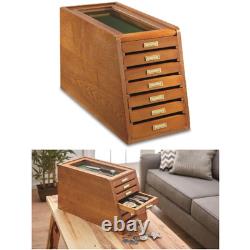 Collectors Cabinet Solid Wood Knives Coin Watches ELEGANT Display Case Glass Top