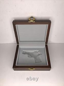 Colt 1911 Compact. 45 ACP Wood Display Case gray Velvet Lined Pistol Case