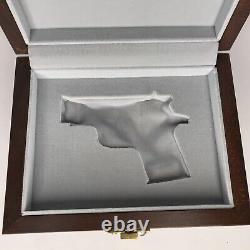 Colt 1911 Compact. 45 ACP Wood Display Case gray Velvet Lined Pistol Case