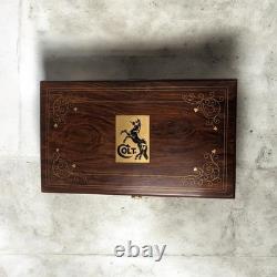 Colt Army Wood Red Velvet Lined Storage Case Handmade Indian Rosewood/Sheesham