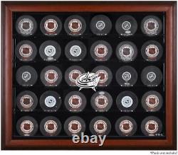 Columbus Blue Jackets 30-Puck Mahogany Display Case Fanatics