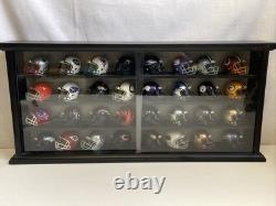 Complete Set Of 32 Riddell NFL Team Mini Pocket Helmets Wood Display Case