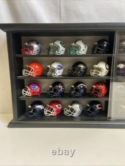 Complete Set Of 32 Riddell NFL Team Mini Pocket Helmets Wood Display Case