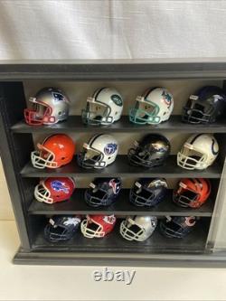 Complete Set Of 32 Riddell NFL Team Mini Pocket Helmets Wood Display Case