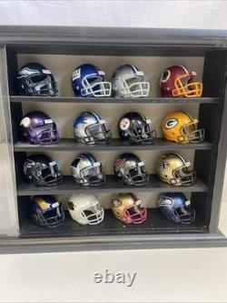 Complete Set Of 32 Riddell NFL Team Mini Pocket Helmets Wood Display Case