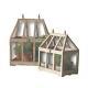 Country Wooden Greenhouse Set Two Tabletop Terrarium Container Display Cases
