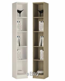 Crescita TALL Narrow Bookcase in Oak or White Living Display Cabinet Bedroom BIG