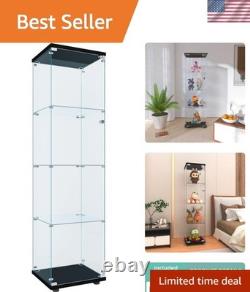 Curio Cabinet Glass Display Case for Collectibles with Door, 4 Display Shelve
