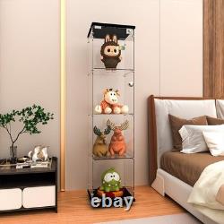 Curio Cabinet Glass Display Case for Collectibles with Door, 4 Display Shelve