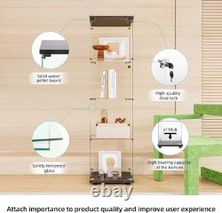 Curio Cabinet Glass Display Case for Collectibles with Door, 4 Display Shelve