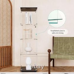 Curio Cabinet Glass Display Case for Collectibles with Door, 4 Display Shelve