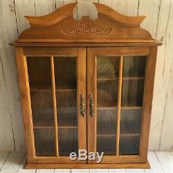 Curio Wall or Table Cabinet Wood with Glass Doors Display Case Shadow Box