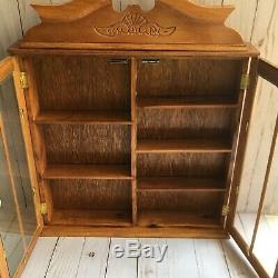 Curio Wall or Table Cabinet Wood with Glass Doors Display Case Shadow Box