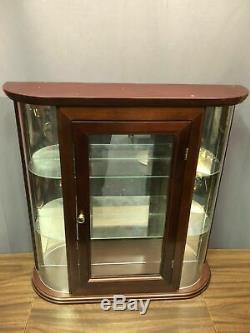 Curved Glass Vintage Curio Display Case Three Glass Shelf Knick Knack Stand