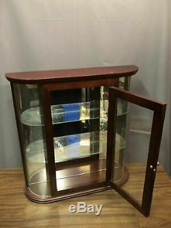 Curved Glass Vintage Curio Display Case Three Glass Shelf Knick Knack Stand