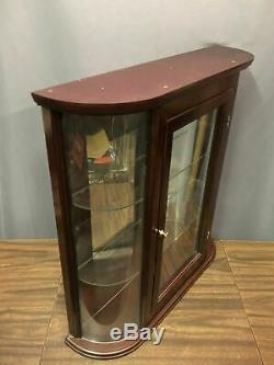 Curved Glass Vintage Curio Display Case Three Glass Shelf Knick Knack Stand