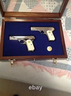 Custom Wood Walnut Double Pistol Display Case For Colt 1911, Python, Saa